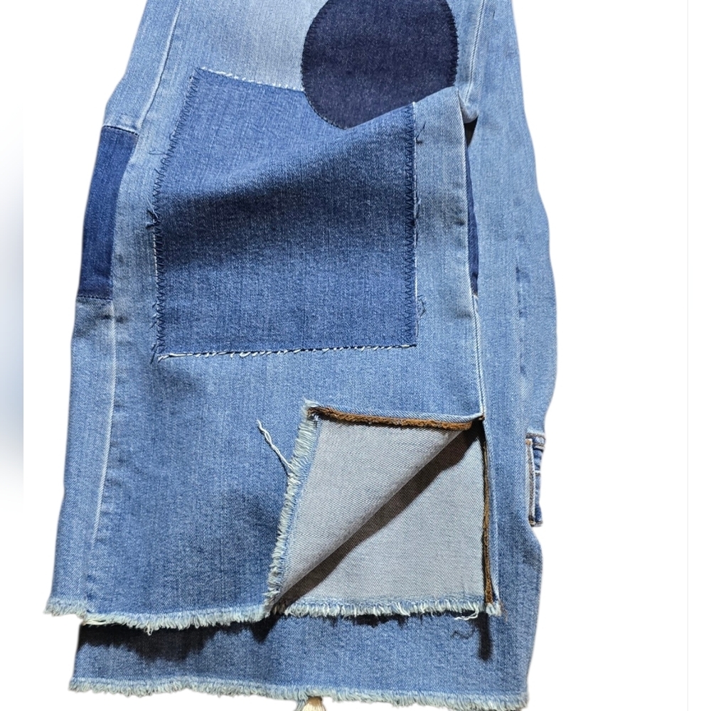 Johnny Was Blue Patchwork Straigh Flare Jeans - Picture 6 of 6